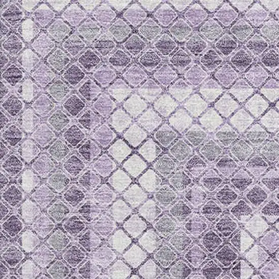 Lavender And Ivory Geometric Washable Area Rug With UV Protection Photo 3