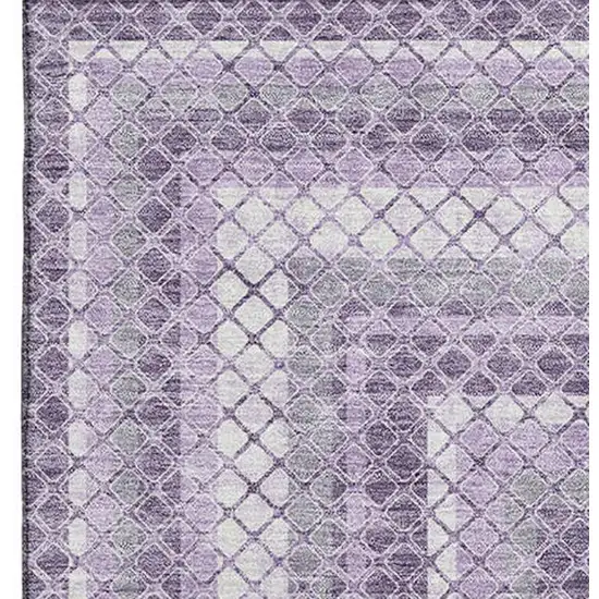 Lavender And Ivory Geometric Washable Area Rug With UV Protection Photo 4