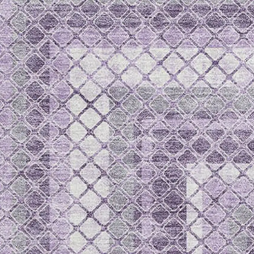 Lavender And Ivory Geometric Washable Area Rug With UV Protection Photo 3