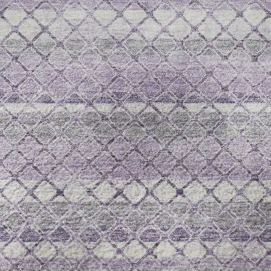 Lavender And Ivory Geometric Washable Area Rug With UV Protection Photo 8