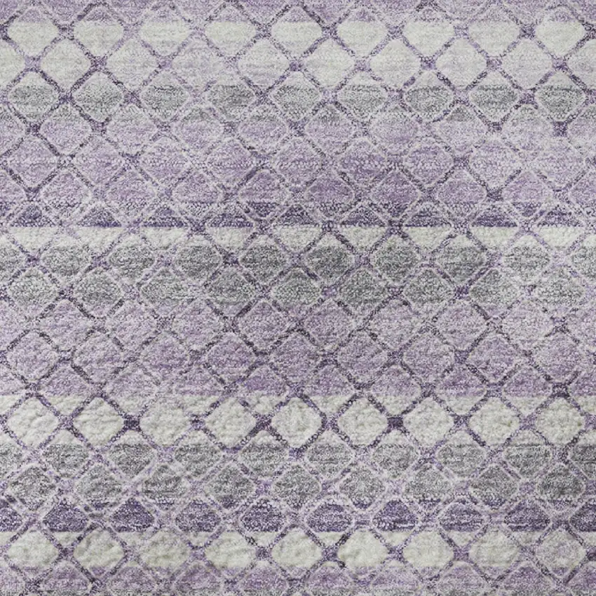Lavender And Ivory Geometric Washable Area Rug With UV Protection Photo 8