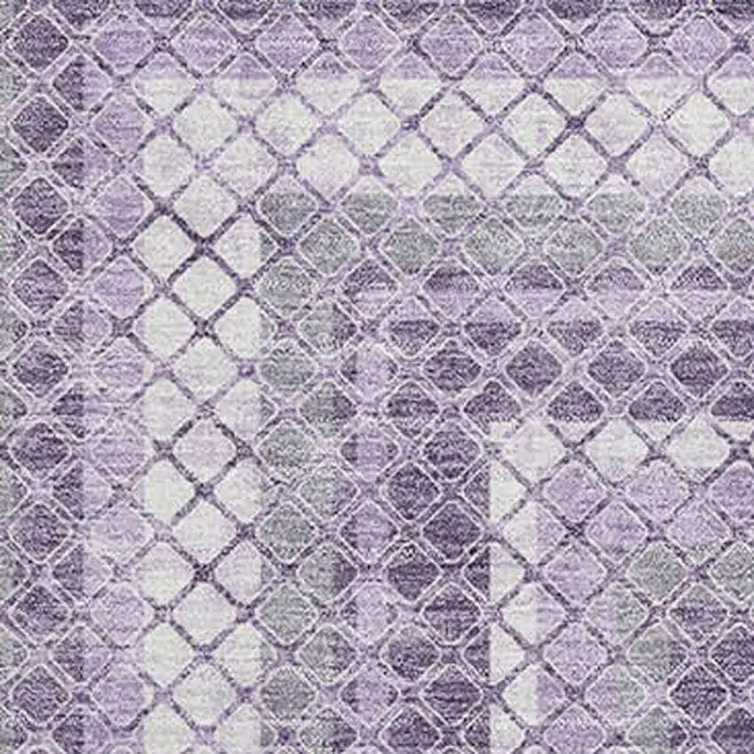 Lavender And Ivory Geometric Washable Area Rug With UV Protection Photo 3