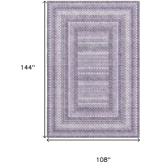Lavender And Ivory Geometric Washable Area Rug With UV Protection Photo 9