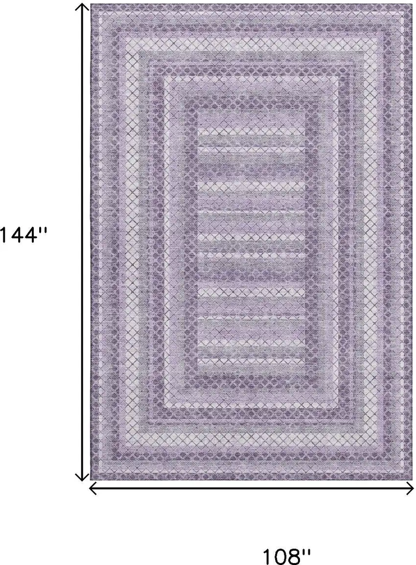 Lavender And Ivory Geometric Washable Area Rug With UV Protection Photo 9