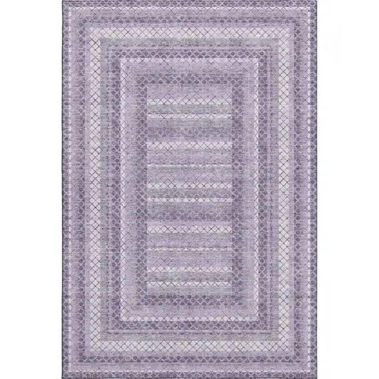 Lavender And Ivory Geometric Washable Area Rug With UV Protection Photo 1
