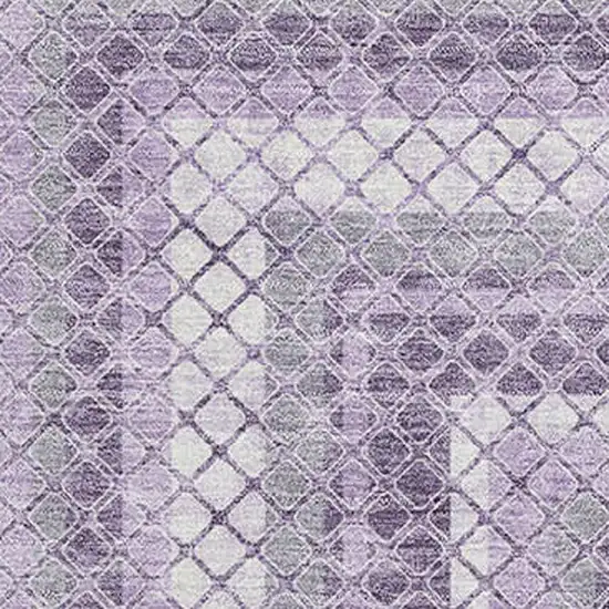 Lavender And Ivory Geometric Washable Area Rug With UV Protection Photo 3