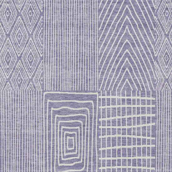 Lavender And Ivory Geometric Washable Indoor Outdoor Area Rug Photo 5