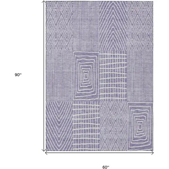 Lavender And Ivory Geometric Washable Indoor Outdoor Area Rug Photo 3
