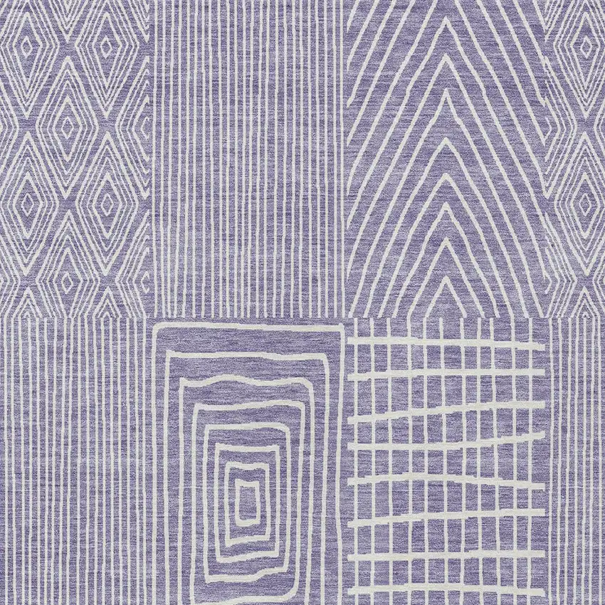 Lavender And Ivory Geometric Washable Indoor Outdoor Area Rug Photo 5