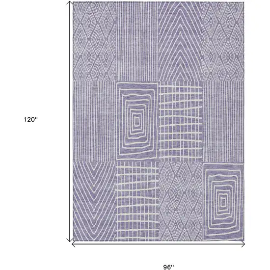 Lavender And Ivory Geometric Washable Indoor Outdoor Area Rug Photo 3