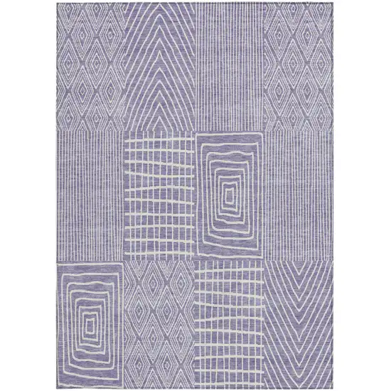 Lavender And Ivory Geometric Washable Indoor Outdoor Area Rug Photo 6