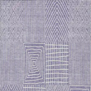 Photo of Lavender And Ivory Geometric Washable Indoor Outdoor Area Rug