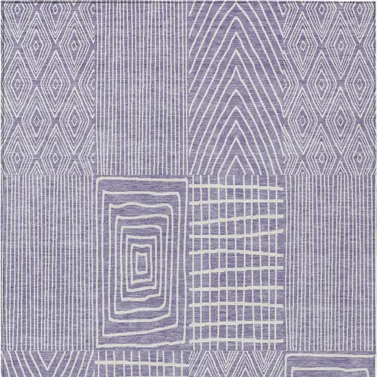Lavender And Ivory Geometric Washable Indoor Outdoor Area Rug Photo 5