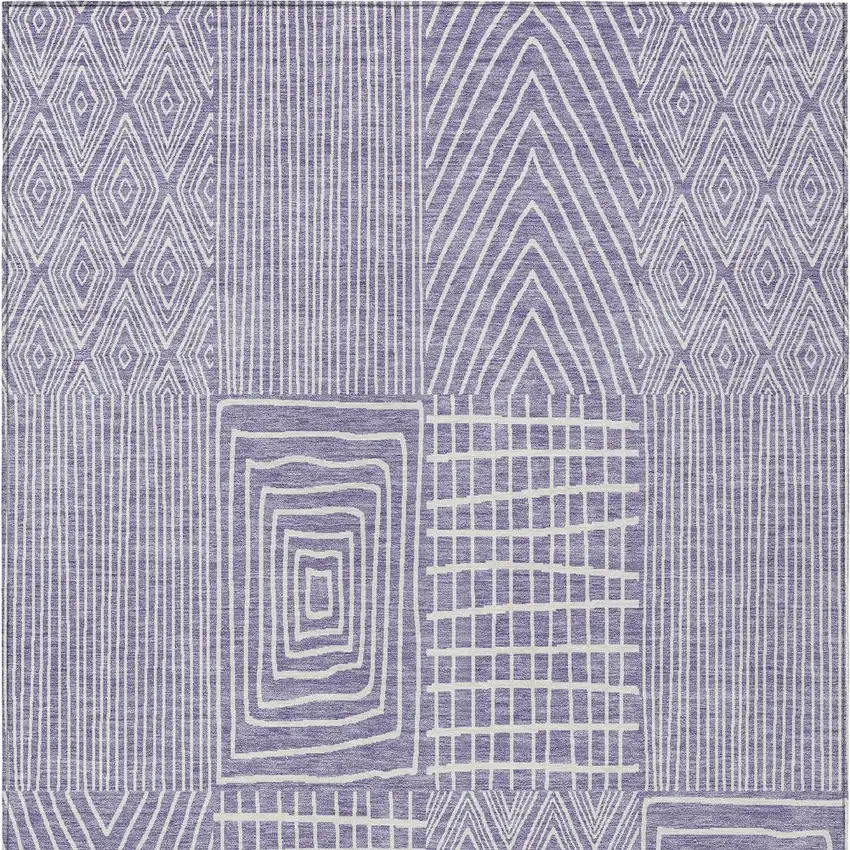 Lavender And Ivory Geometric Washable Indoor Outdoor Area Rug Photo 5