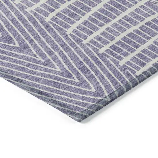 Lavender And Ivory Geometric Washable Indoor Outdoor Area Rug Photo 4