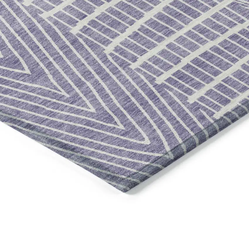 Lavender And Ivory Geometric Washable Indoor Outdoor Area Rug Photo 4