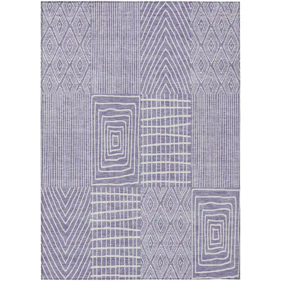 Lavender And Ivory Geometric Washable Indoor Outdoor Area Rug Photo 2