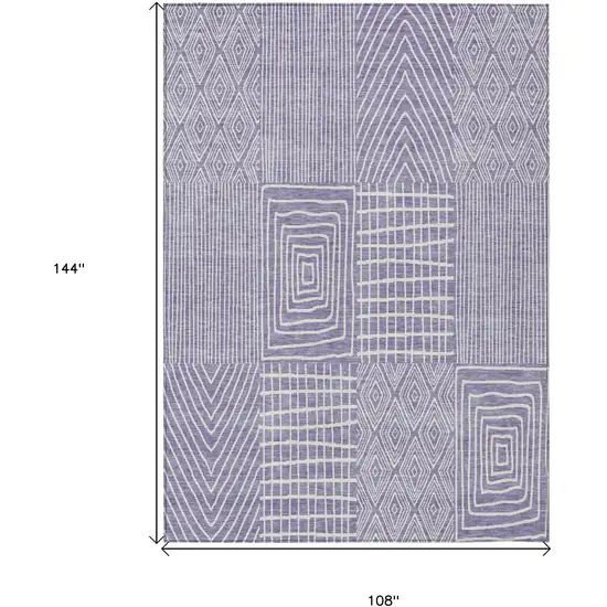 Lavender And Ivory Geometric Washable Indoor Outdoor Area Rug Photo 3