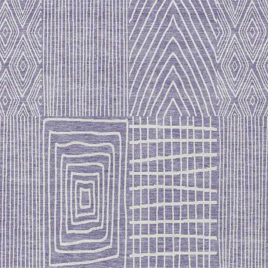 Lavender And Ivory Geometric Washable Indoor Outdoor Area Rug Photo 5