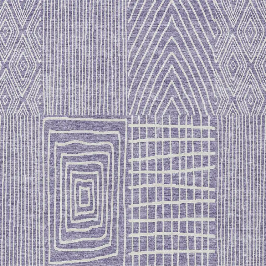 Lavender And Ivory Geometric Washable Indoor Outdoor Area Rug Photo 5