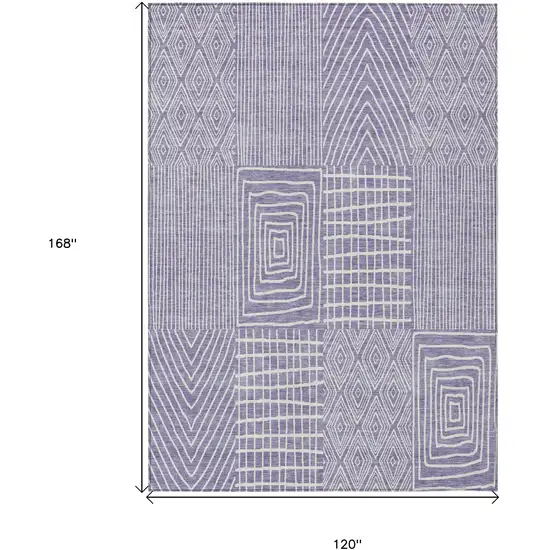 Lavender And Ivory Geometric Washable Indoor Outdoor Area Rug Photo 3