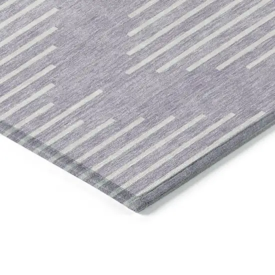 Lavender And Ivory Geometric Washable Indoor Outdoor Area Rug Photo 4