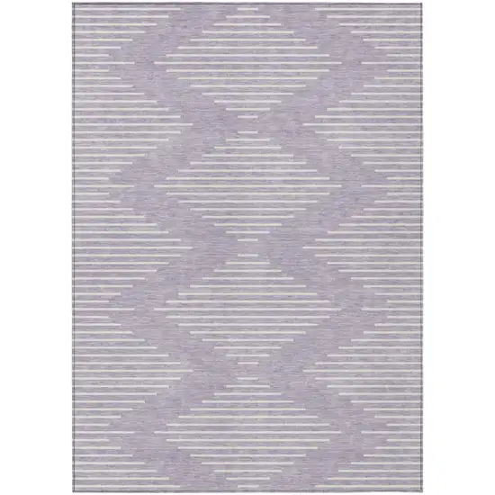 Lavender And Ivory Geometric Washable Indoor Outdoor Area Rug Photo 2