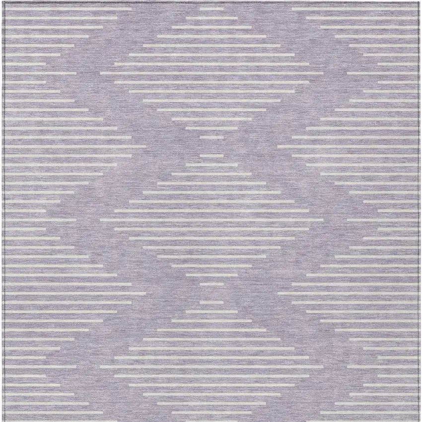 Lavender And Ivory Geometric Washable Indoor Outdoor Area Rug Photo 6