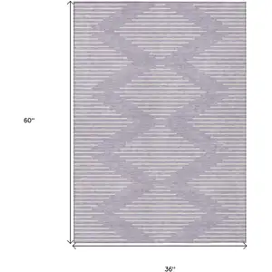 Photo of Lavender And Ivory Geometric Washable Indoor Outdoor Area Rug