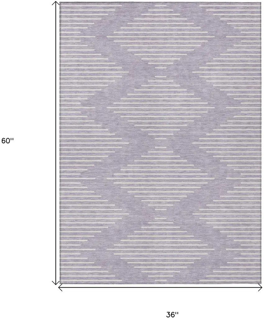 Lavender And Ivory Geometric Washable Indoor Outdoor Area Rug Photo 3