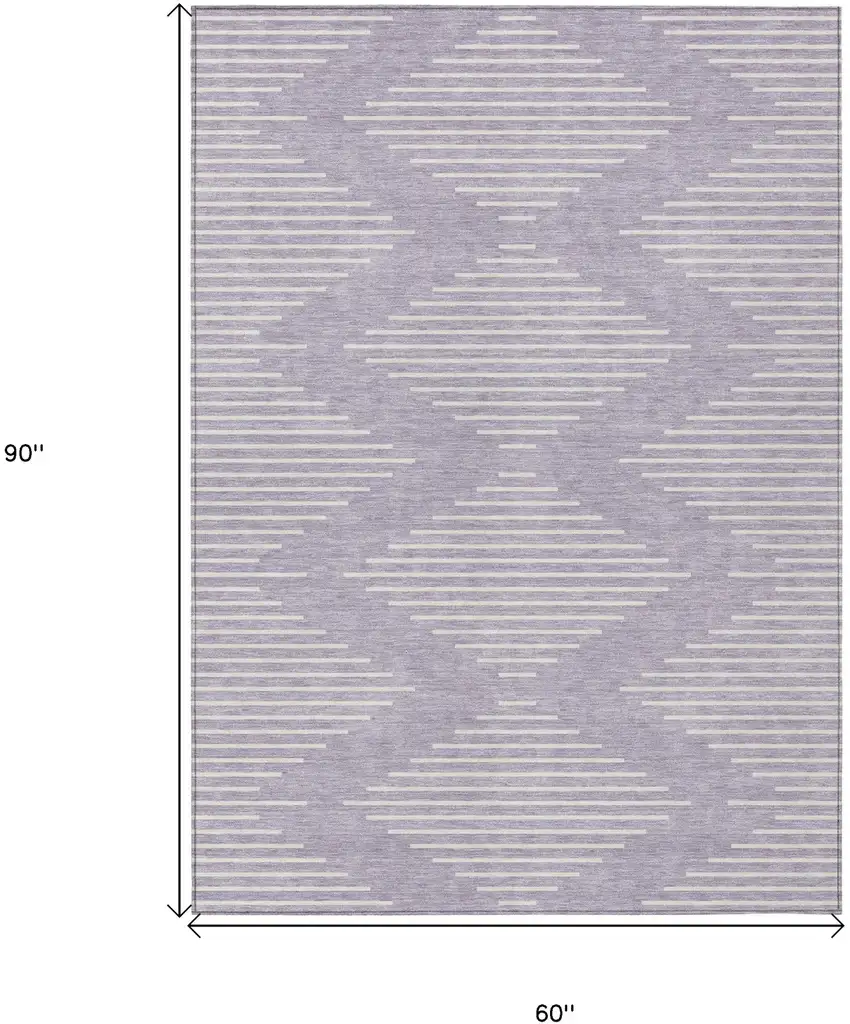 Lavender And Ivory Geometric Washable Indoor Outdoor Area Rug Photo 3