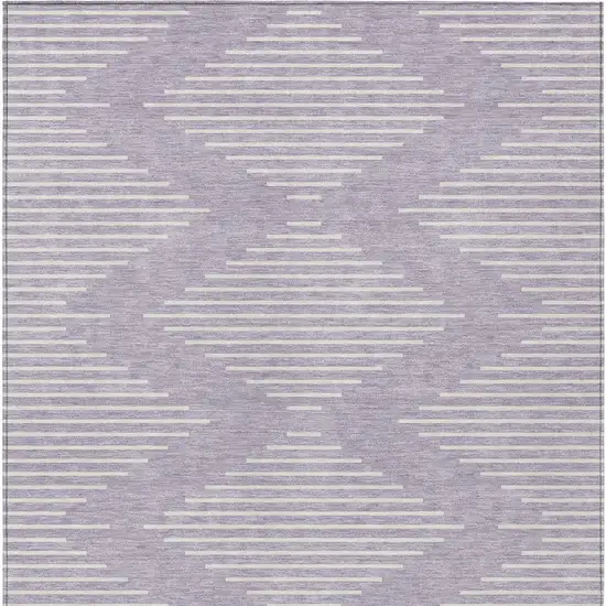 Lavender And Ivory Geometric Washable Indoor Outdoor Area Rug Photo 6