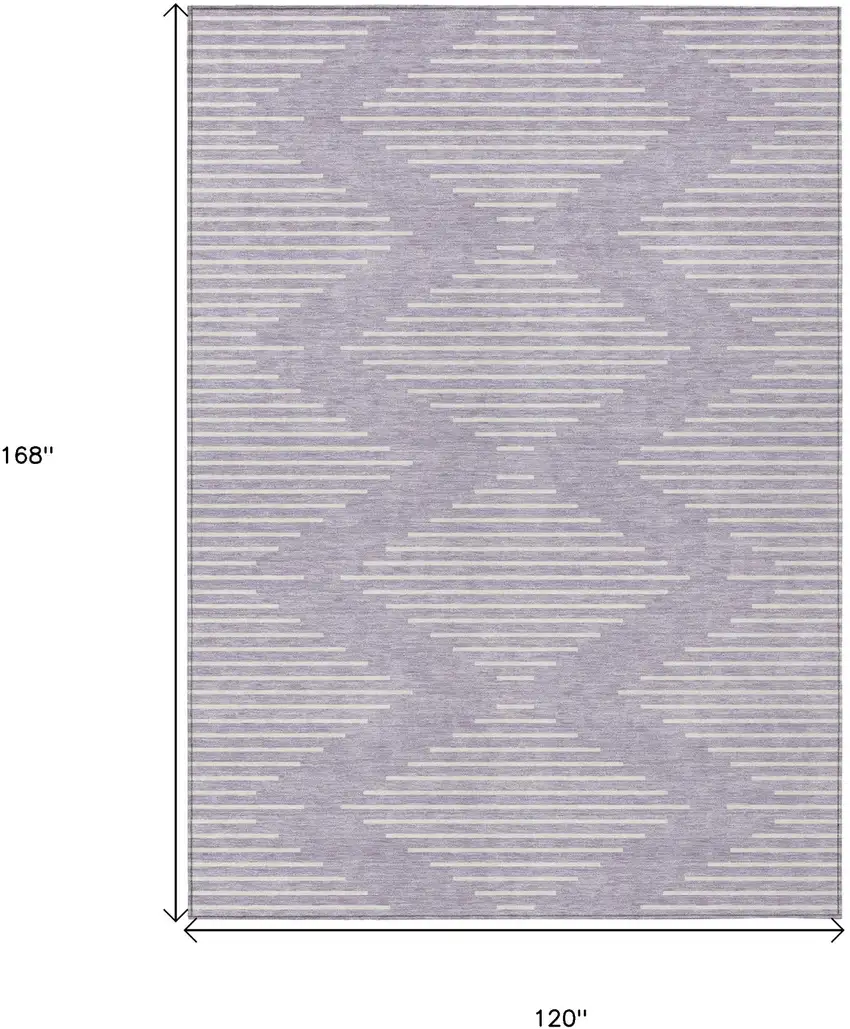 Lavender And Ivory Geometric Washable Indoor Outdoor Area Rug Photo 3