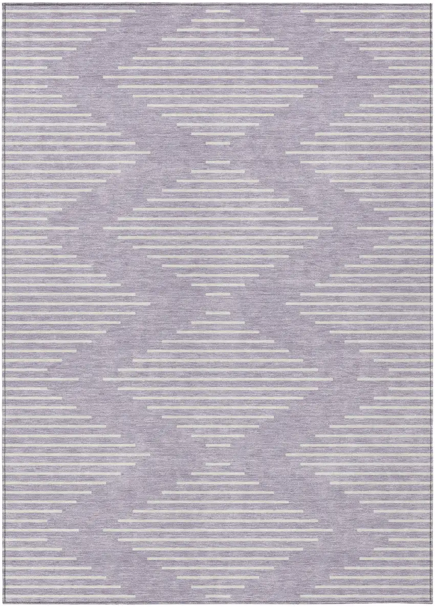 Lavender And Ivory Geometric Washable Indoor Outdoor Area Rug Photo 2