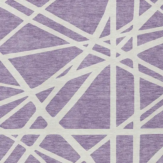 Lavender And Ivory Geometric Washable Indoor Outdoor Area Rug Photo 6