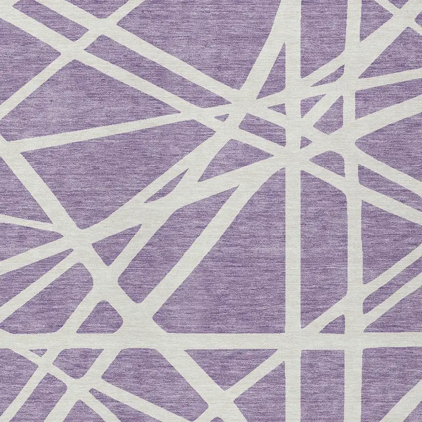 Lavender And Ivory Geometric Washable Indoor Outdoor Area Rug Photo 6