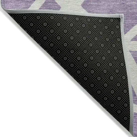 Lavender And Ivory Geometric Washable Indoor Outdoor Area Rug Photo 4