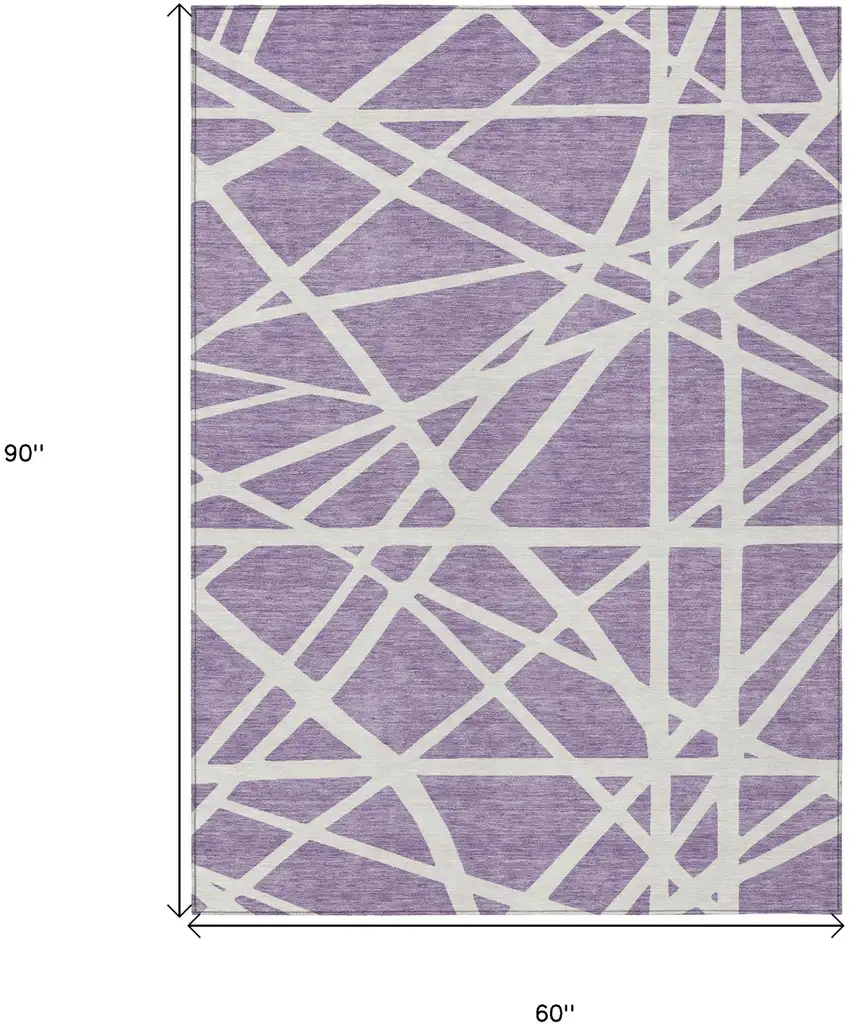 Lavender And Ivory Geometric Washable Indoor Outdoor Area Rug Photo 3