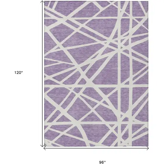 Lavender And Ivory Geometric Washable Indoor Outdoor Area Rug Photo 3