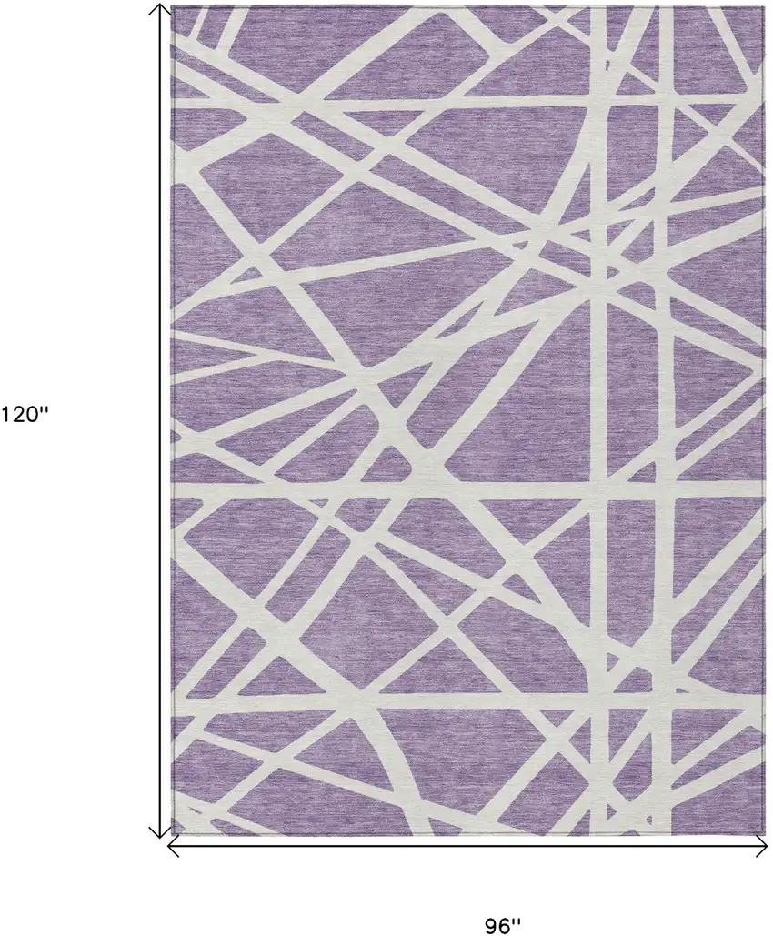 Lavender And Ivory Geometric Washable Indoor Outdoor Area Rug Photo 3