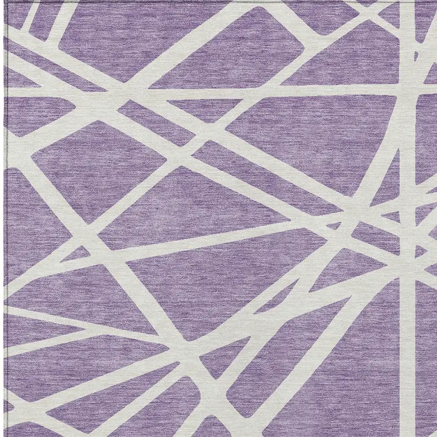 Lavender And Ivory Geometric Washable Indoor Outdoor Area Rug Photo 6