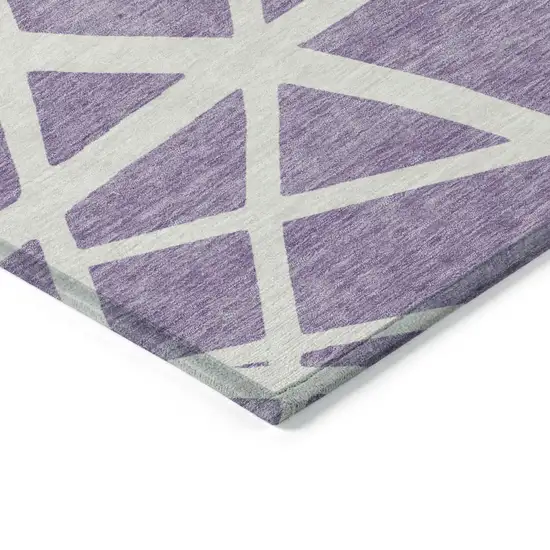 Lavender And Ivory Geometric Washable Indoor Outdoor Area Rug Photo 5