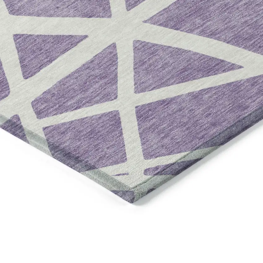 Lavender And Ivory Geometric Washable Indoor Outdoor Area Rug Photo 5