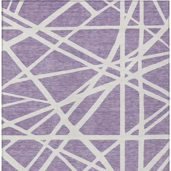 Lavender And Ivory Geometric Washable Indoor Outdoor Area Rug Photo 7