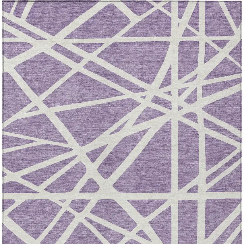 Lavender And Ivory Geometric Washable Indoor Outdoor Area Rug Photo 7