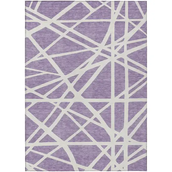 Lavender And Ivory Geometric Washable Indoor Outdoor Area Rug Photo 2