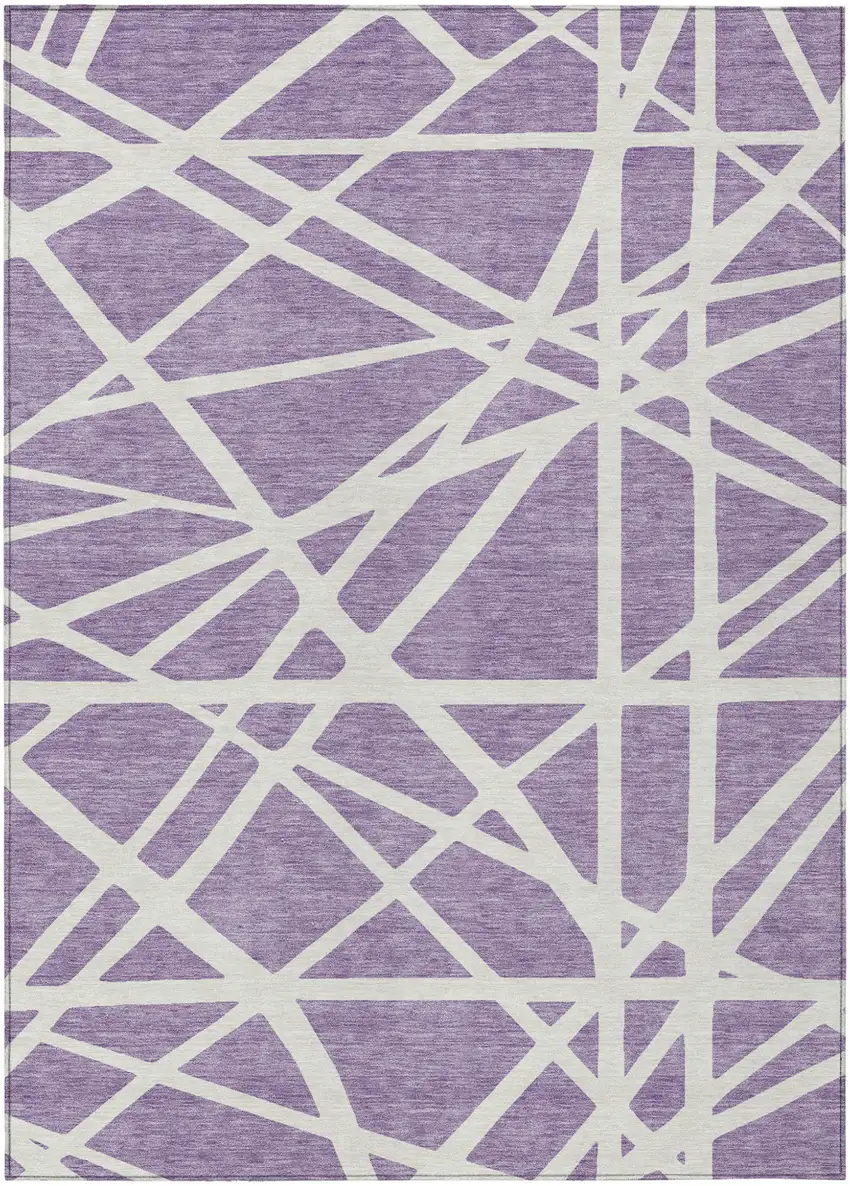 Lavender And Ivory Geometric Washable Indoor Outdoor Area Rug Photo 2