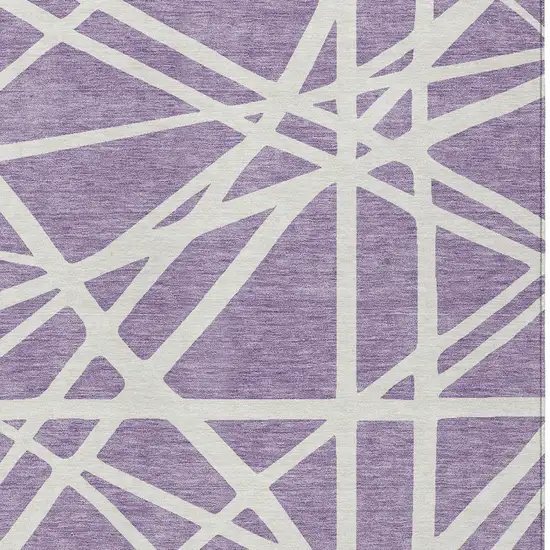 Lavender And Ivory Geometric Washable Indoor Outdoor Area Rug Photo 6