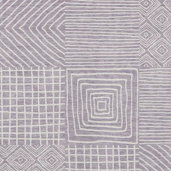 Lavender And Ivory Geometric Washable Indoor Outdoor Area Rug Photo 5