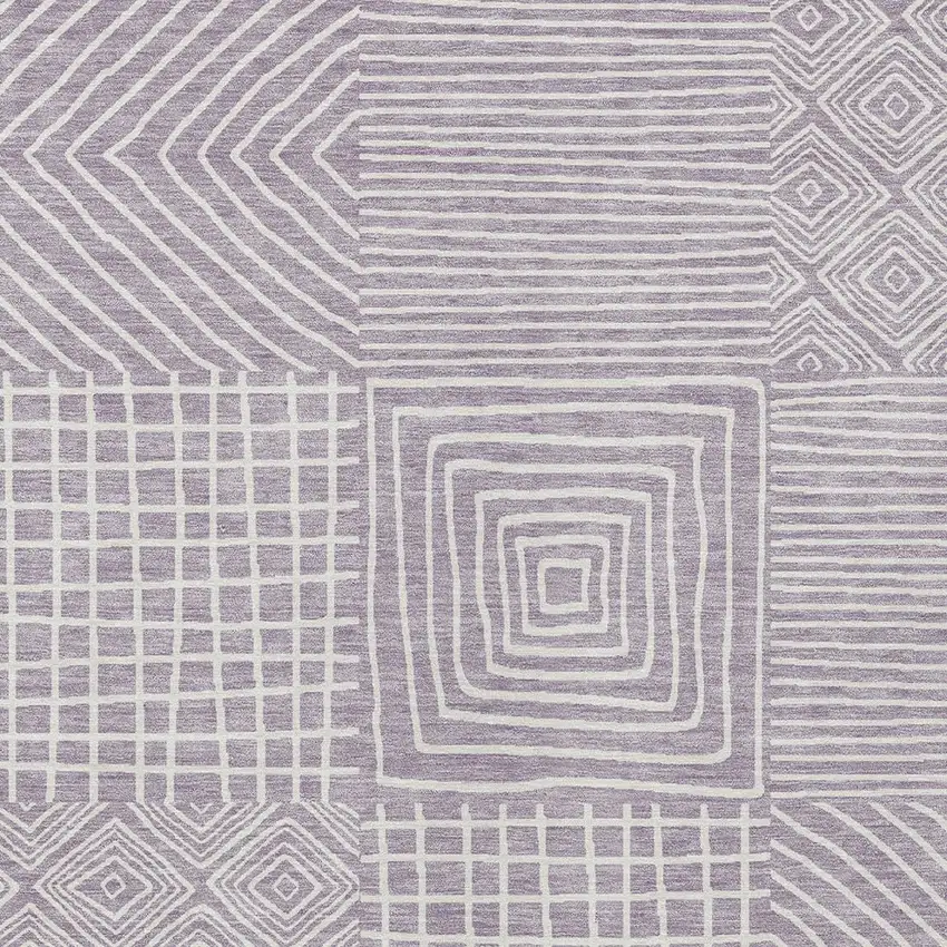 Lavender And Ivory Geometric Washable Indoor Outdoor Area Rug Photo 5